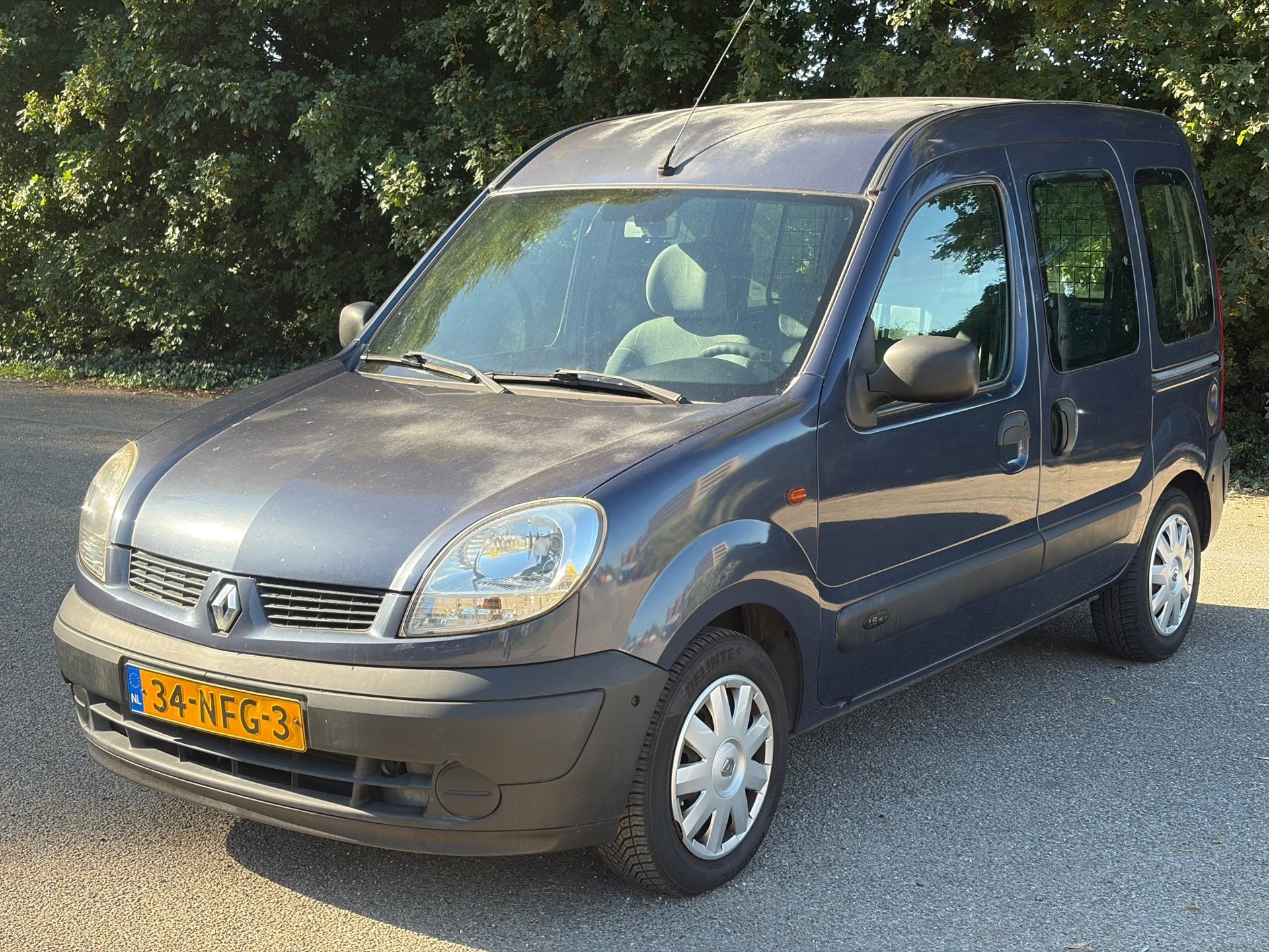 Renault Kangoo 1.6-16V Expression Automaat! Airco! 2x Schuif, Auto's, Stof, Gebruikt, 1095 kg, Blauw