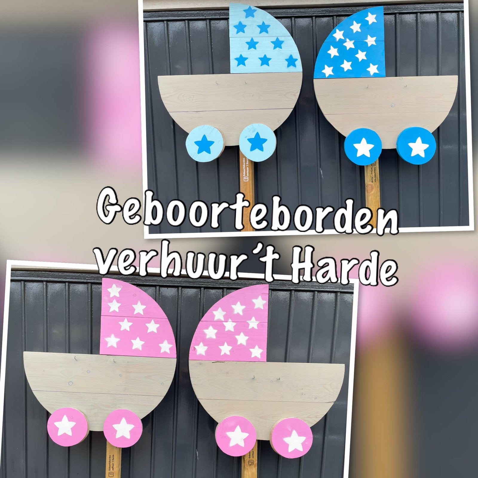 Steigerhouten kinderwagen te huur, Ophalen, Gebruikt, Geboortebord