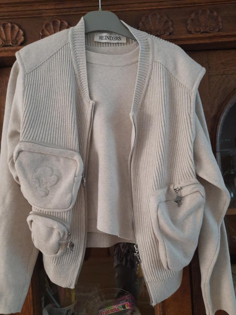 Reinders Twinset: Trui (XS) & Bodywarmer (M), Maat 38/40 (M), Reinders, Beige, Ophalen of Verzenden