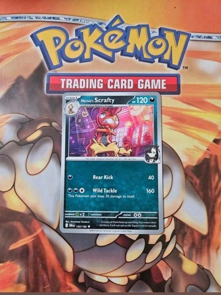Marnie's Scrafty 133/182 Destined Rivals pokemon kaart nm, Ophalen of Verzenden, Zo goed als nieuw, Losse kaart