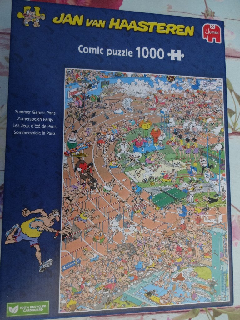 Jan Haasteren puzzel Zomerspelen Parijs van JUMBO 1.000 st., Hobby en Vrije tijd, Denksport en Puzzels, Ophalen of Verzenden, 500 t/m 1500 stukjes