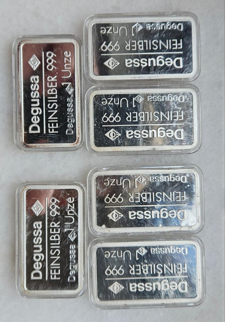 6 x degussa hamburg, Ophalen of Verzenden, Zilver