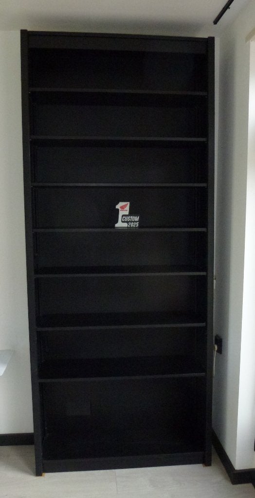 Lundia boekenkast zwart, 250 cm hoog, Ophalen, Met plank(en), Gebruikt, 100 tot 150 cm