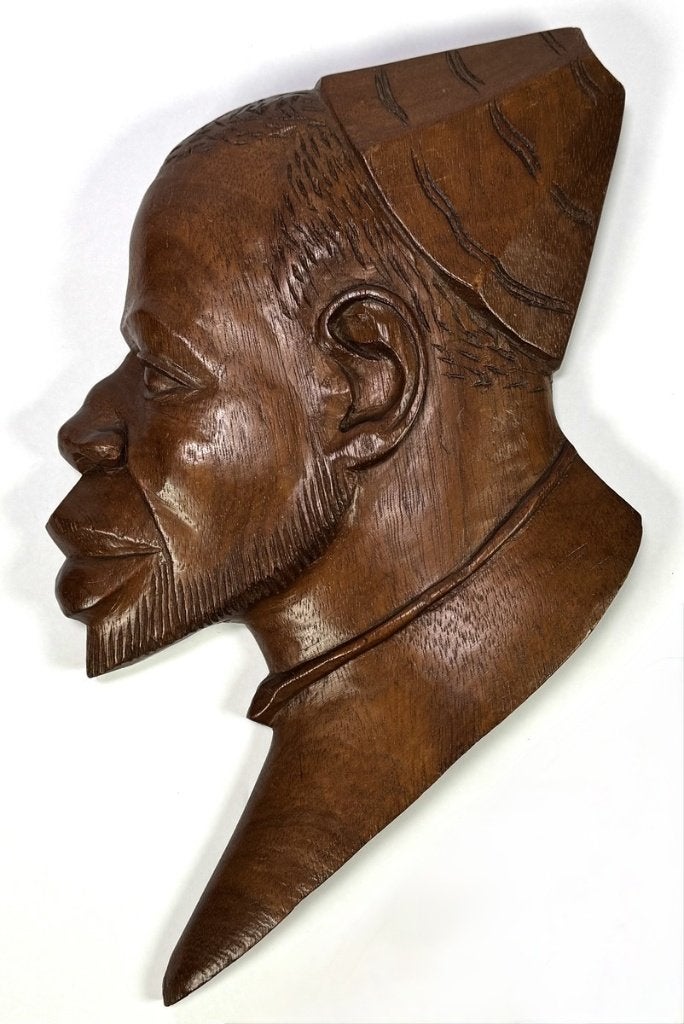 954. Houten wanddecoratie – profiel, Afrika, 20e eeuw, Ophalen of Verzenden, Wanddecoratie, 20 - 50 cm, Hout