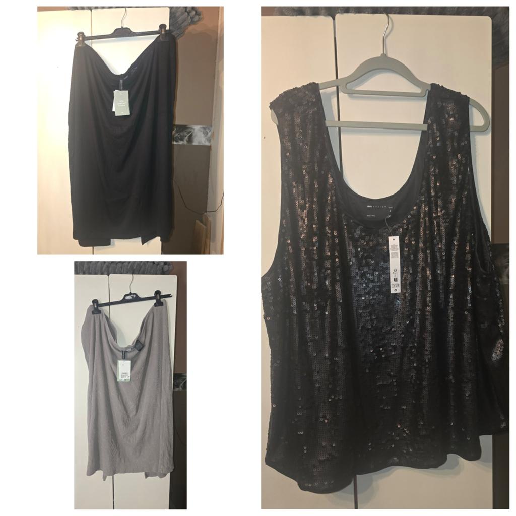 2 nieuwe dames koker rokjes + lovertjes top maat 56/58, Kleding | Dames, Ophalen, Nieuw, Zwart, Rok