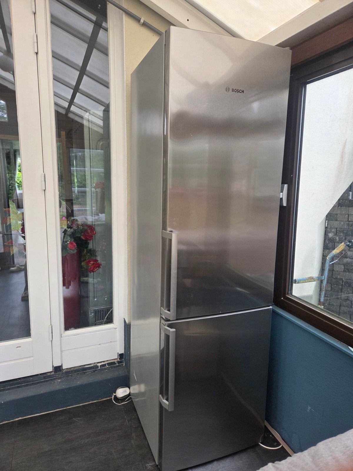 Bosch Koel-vriescombinatie RVS -, Gebruikt, 200 liter of meer, 60 cm of meer, Met aparte vriezer