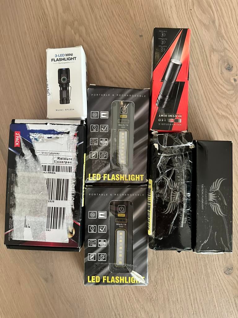LED Zaklamp / flashlight oplaadbaar met usb kabel, Ophalen of Verzenden, Nieuw, Batterij