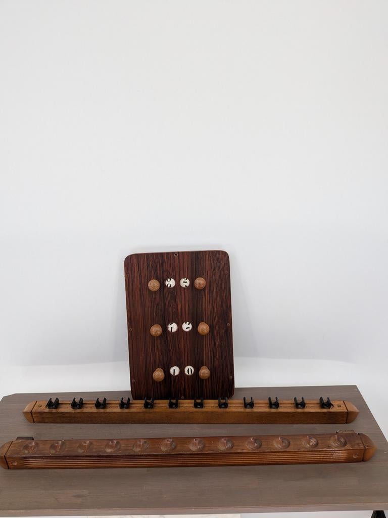 Vintage Houten Biljart Scorebord en Keu Rekken, Sport en Fitness, Biljarten en Poolen, Gebruikt, Overige typen, Onbekend, Ophalen of Verzenden