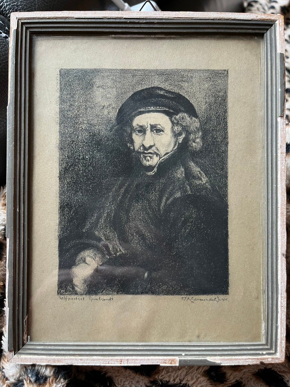 Mooi houtskool  schilderijtje 1935, Antiek en Kunst, Ophalen of Verzenden