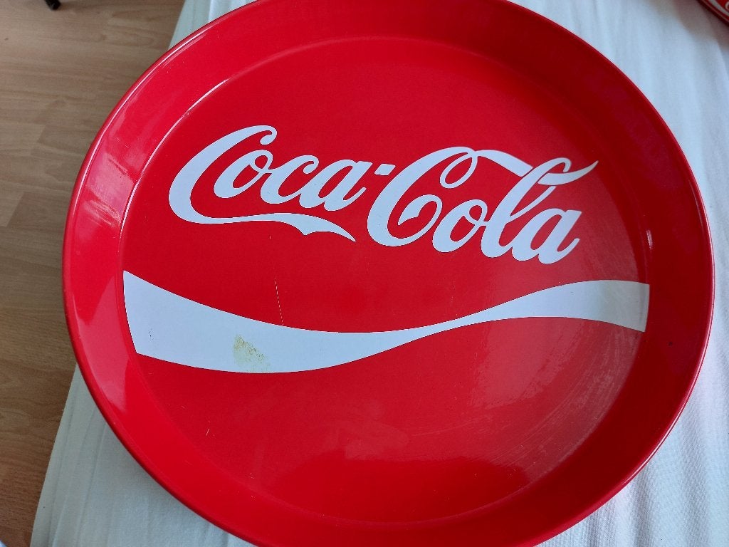 rood Coca-Cola dienblad metaal, gebruikt, Verzamelen, Ophalen of Verzenden, Gebruikt, Gebruiksvoorwerp