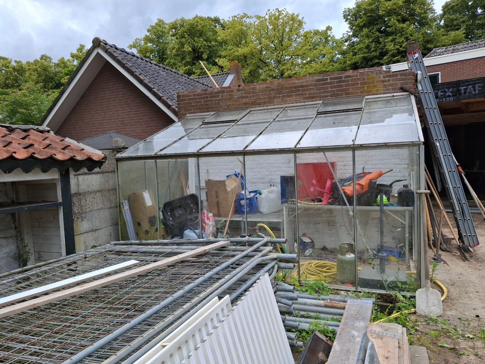 Aluminium Glazen wand kas 3.80m x 1.90m x 1.90m, Ophalen, Gebruikt, Muurkas, Glas