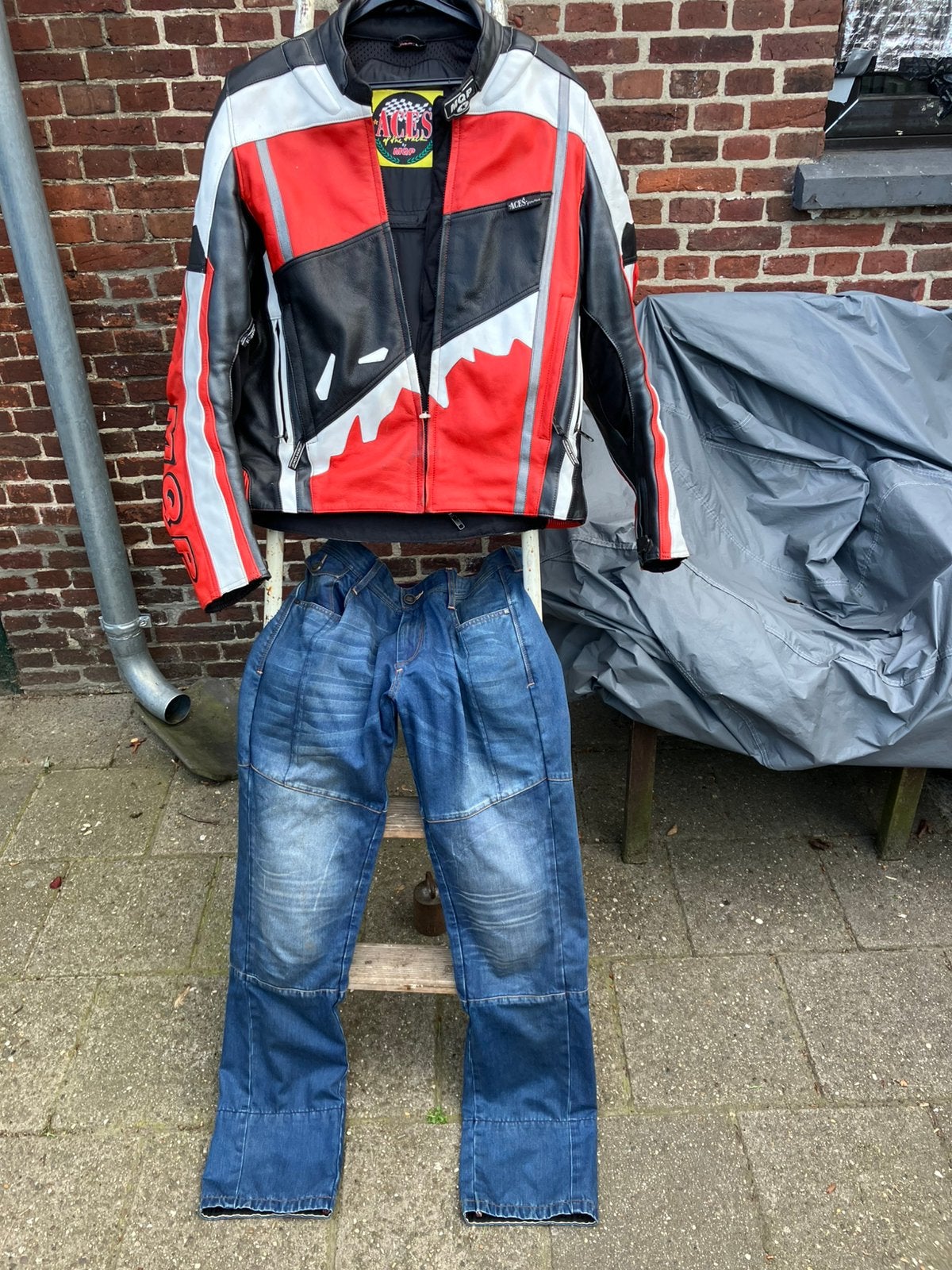 Leren motor jas van het merk MQP, Motoren, Ophalen, Tweedehands, Jas | leer