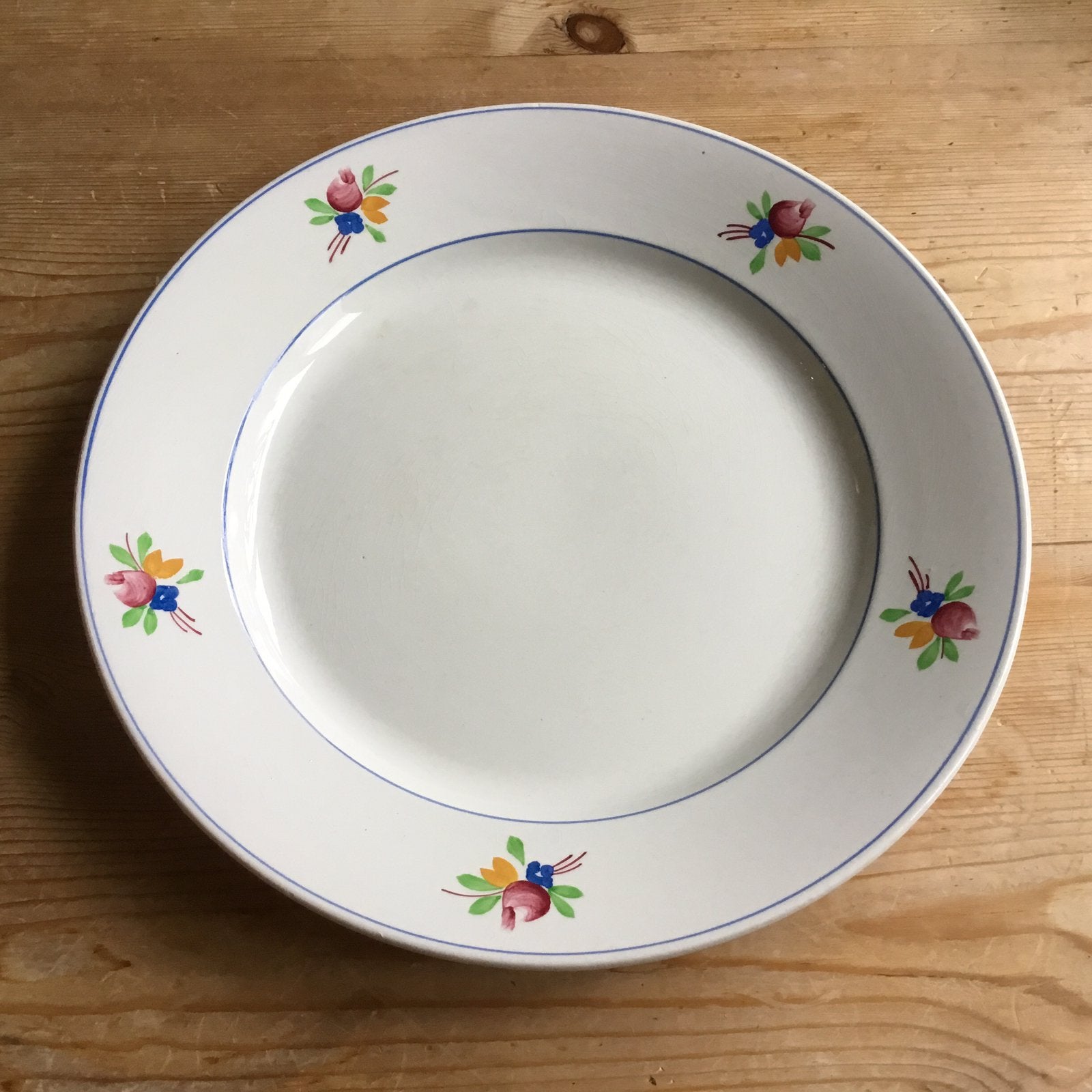 Antiek vintage Gien France bord bloemen, Ophalen of Verzenden