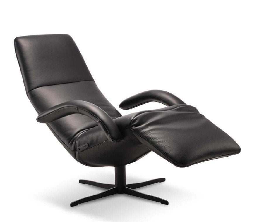 Jori JR-3390 Yoga relaxfauteuil zwart leder - NIEUWSTAAT!!!, Huis en Inrichting, Fauteuils, Ophalen, Minder dan 75 cm, Nieuw, Leer