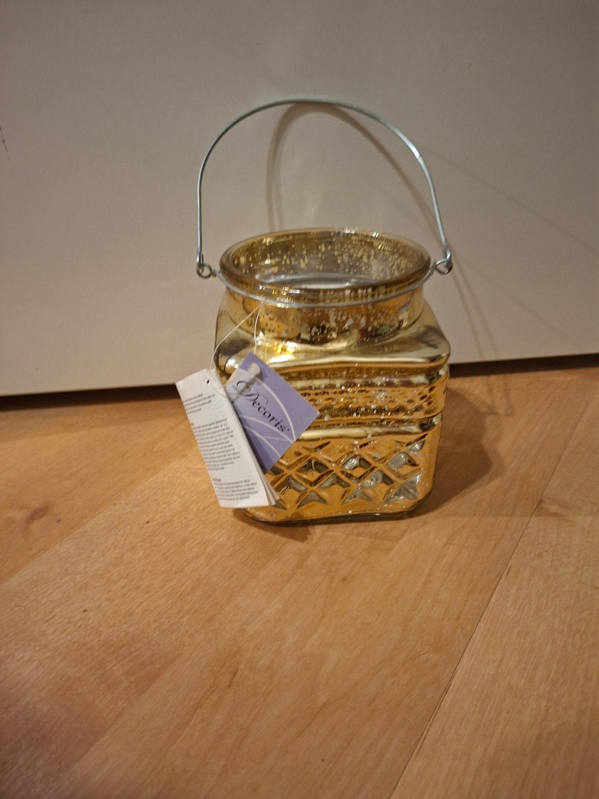Goudkleurig windlicht van Decoris, 11x11x13cm, Windlicht, Overige merken, Nieuw, Ophalen of Verzenden