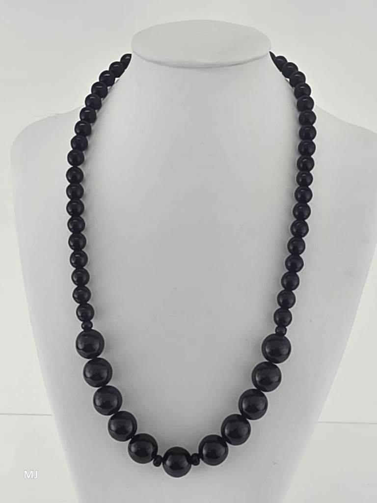Onix collier zilveren slot                              D136, Sieraden, Tassen en Uiterlijk, Kettingen, Gebruikt, ., Zwart, Ophalen of Verzenden