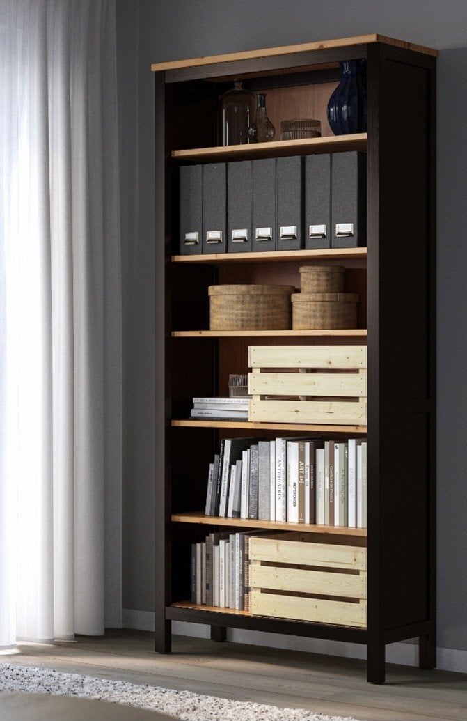 Ikea Boekenkast - Zwart met Houtaccenten, Huis en Inrichting, Ophalen