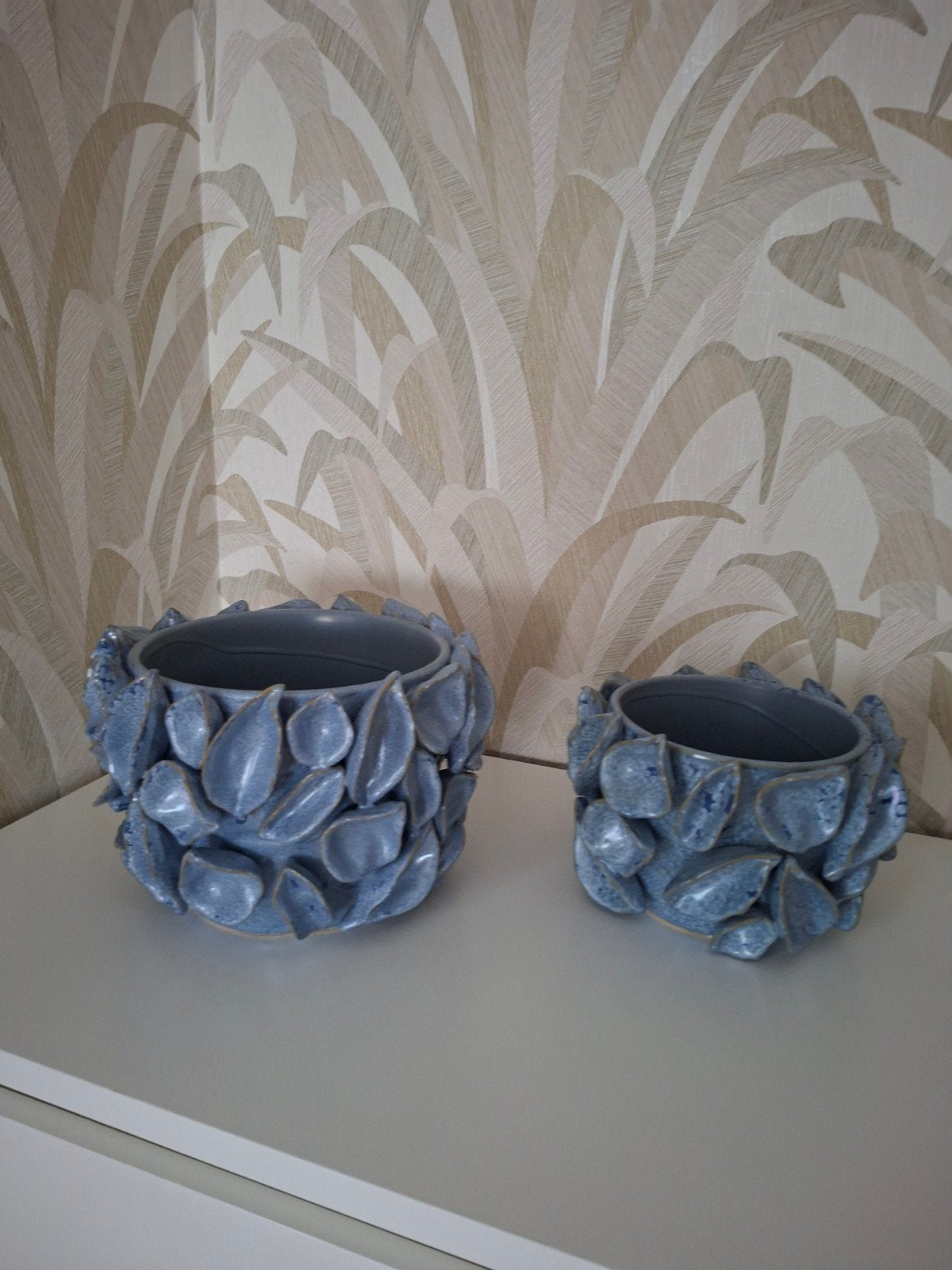 Set van 2 P.T.M.D. Collection blauwe bloempotten, Antiek en Kunst, Ophalen