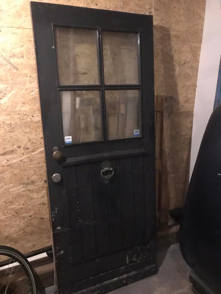Prachtige hardhouten voordeur 201 x 83,5 cm, Doe-het-zelf en Verbouw, Deuren en Horren, Ophalen, Gebruikt, Buitendeur, 200 tot 215 cm