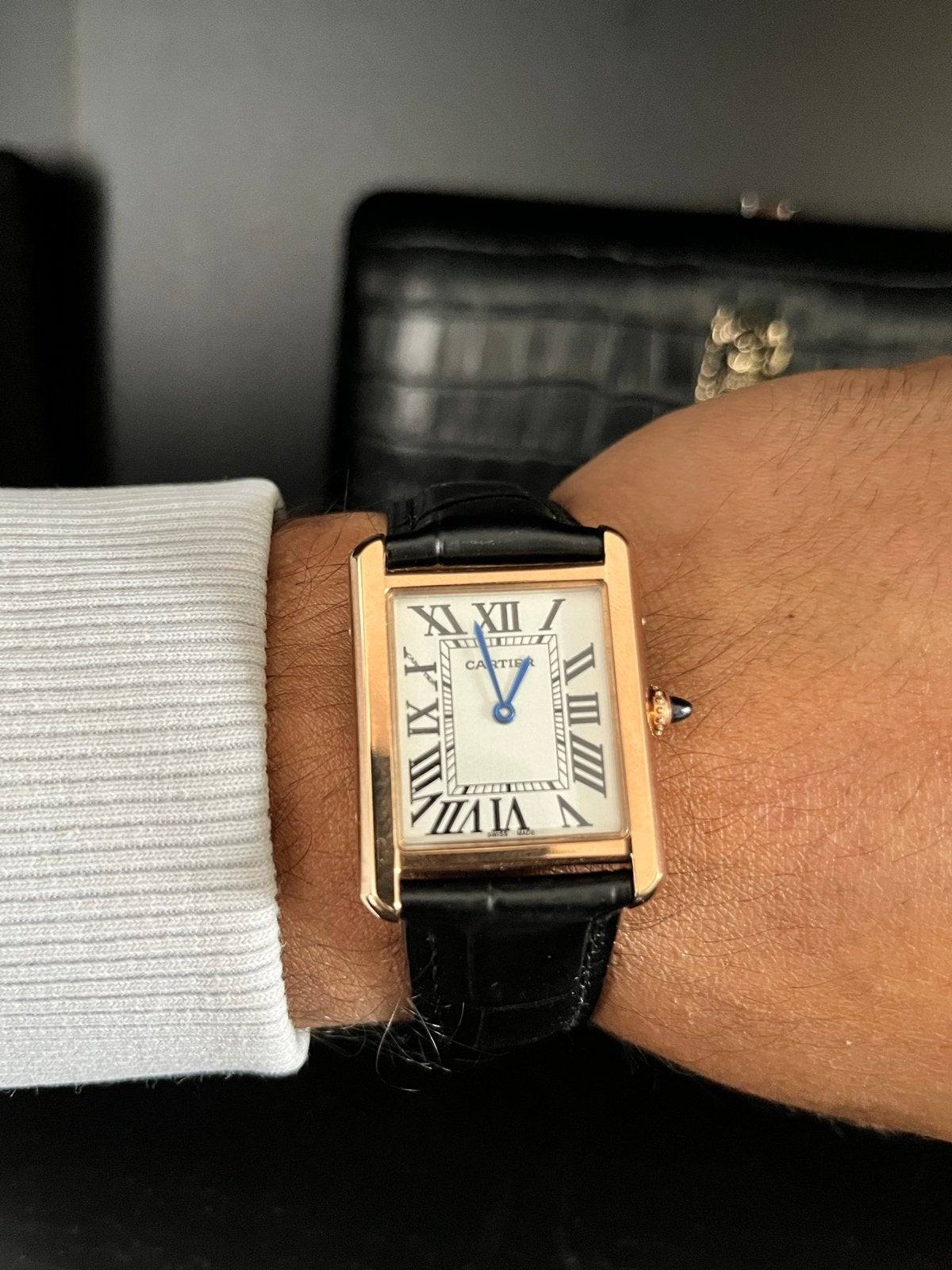 Cartier Tank horloge - Zo goed als nieuw, Overige merken, Leer, Polshorloge, Ophalen of Verzenden