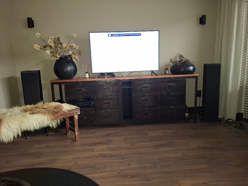 Industrieel dressoir vintage zwart staal, Ophalen, Zo goed als nieuw, 200 cm of meer, Metaal