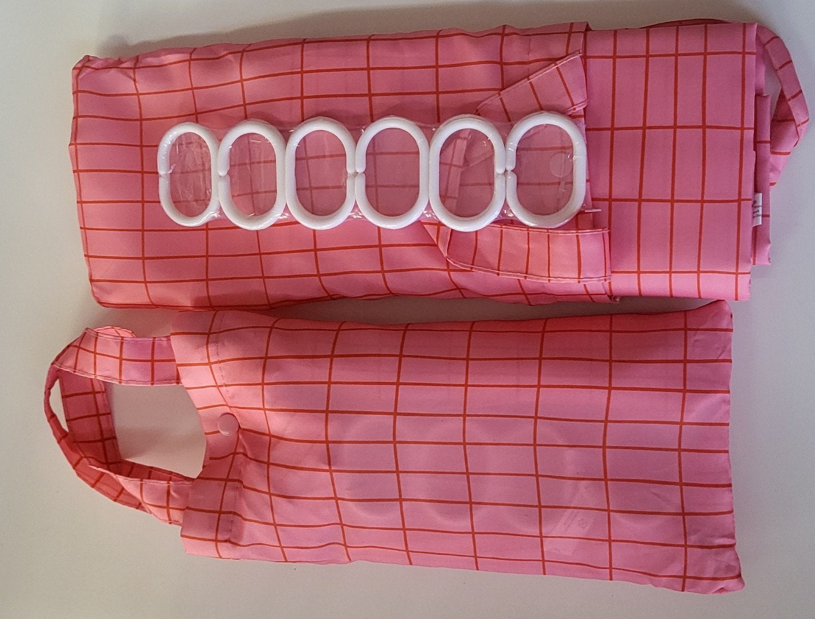 2 Douchegordijnen in handige tasjes, Ophalen of Verzenden, Nieuw, Roze, Douche-accessoire