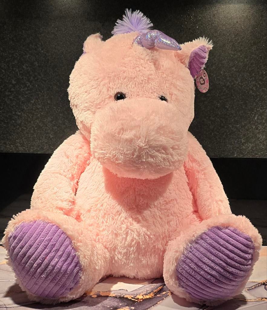 JollyPluche Unicorn Knuffel Zacht Glitters Roze 70 cm, Ophalen of Verzenden, Nieuw, Overige typen