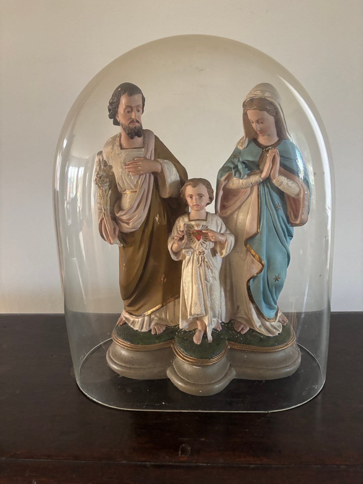 Heilige Familie beeld onder glazen stolp, Antiek en Kunst, Ophalen