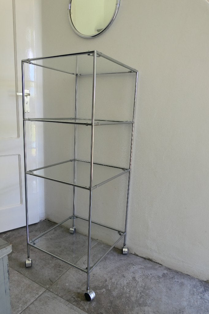 Vintage Ikea vitrinekast  metaal met glazen legplaten, Huis en Inrichting, Minder dan 50 cm, 100 tot 150 cm, Ophalen of Verzenden
