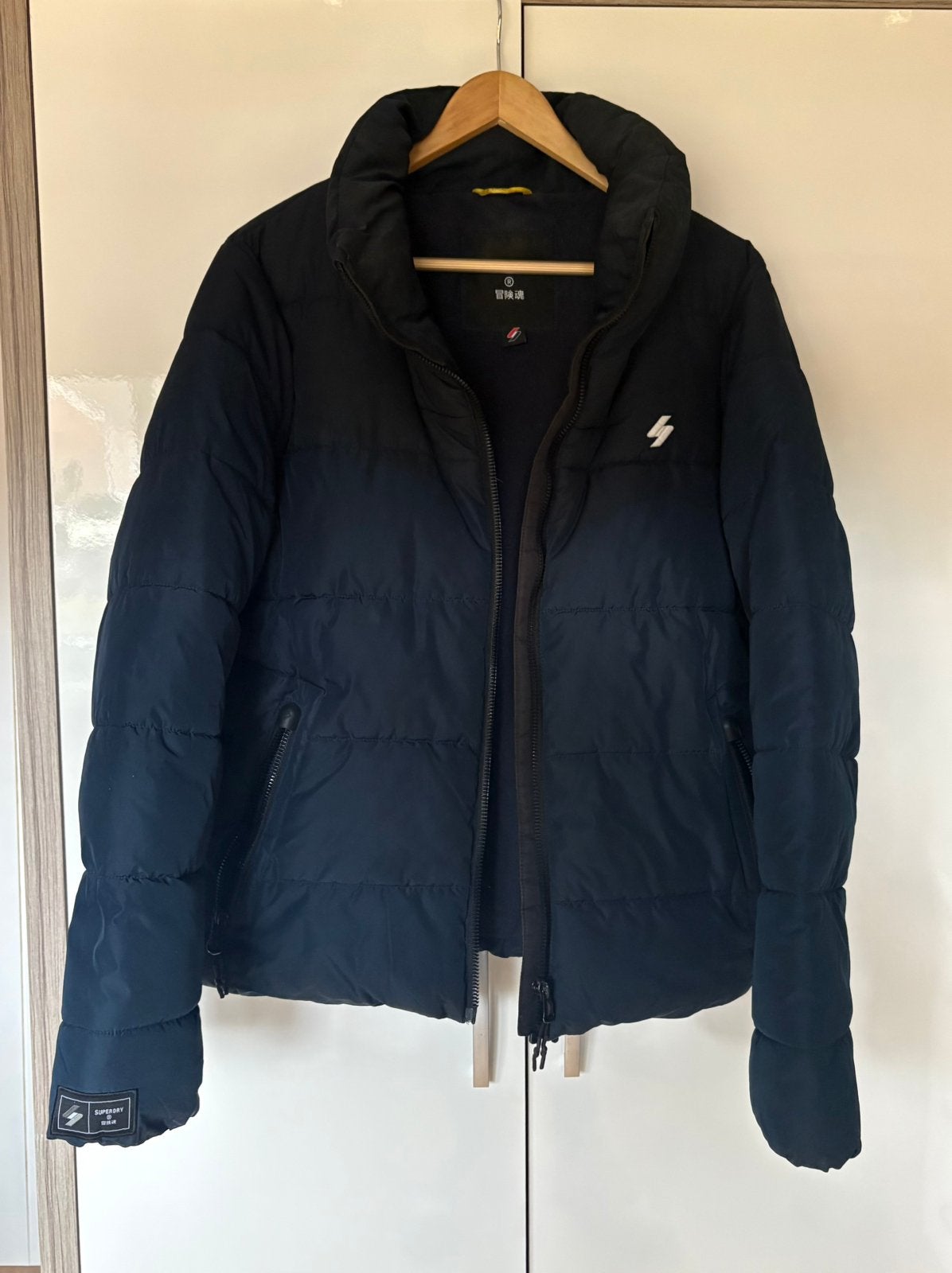 Superdry winterjas, Verzenden, Gedragen, Maat 46 (S) of kleiner, Blauw