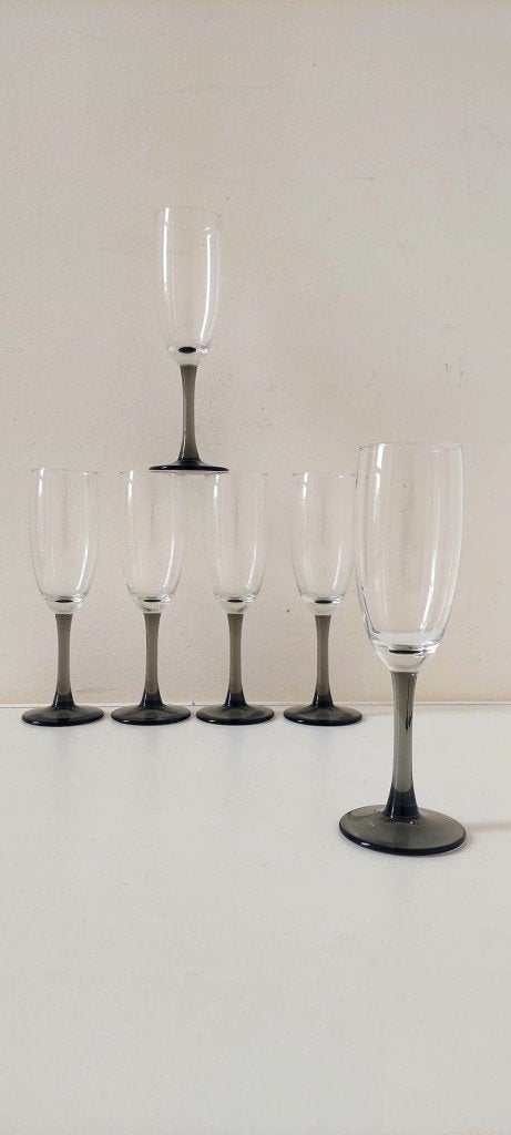 6x Vintage Luminarc Domino champagne glazen rookglas 70s/80s, Verzamelen, Glas en Borrelglaasjes, Eu, Eu, Overige typen, Ophalen of Verzenden