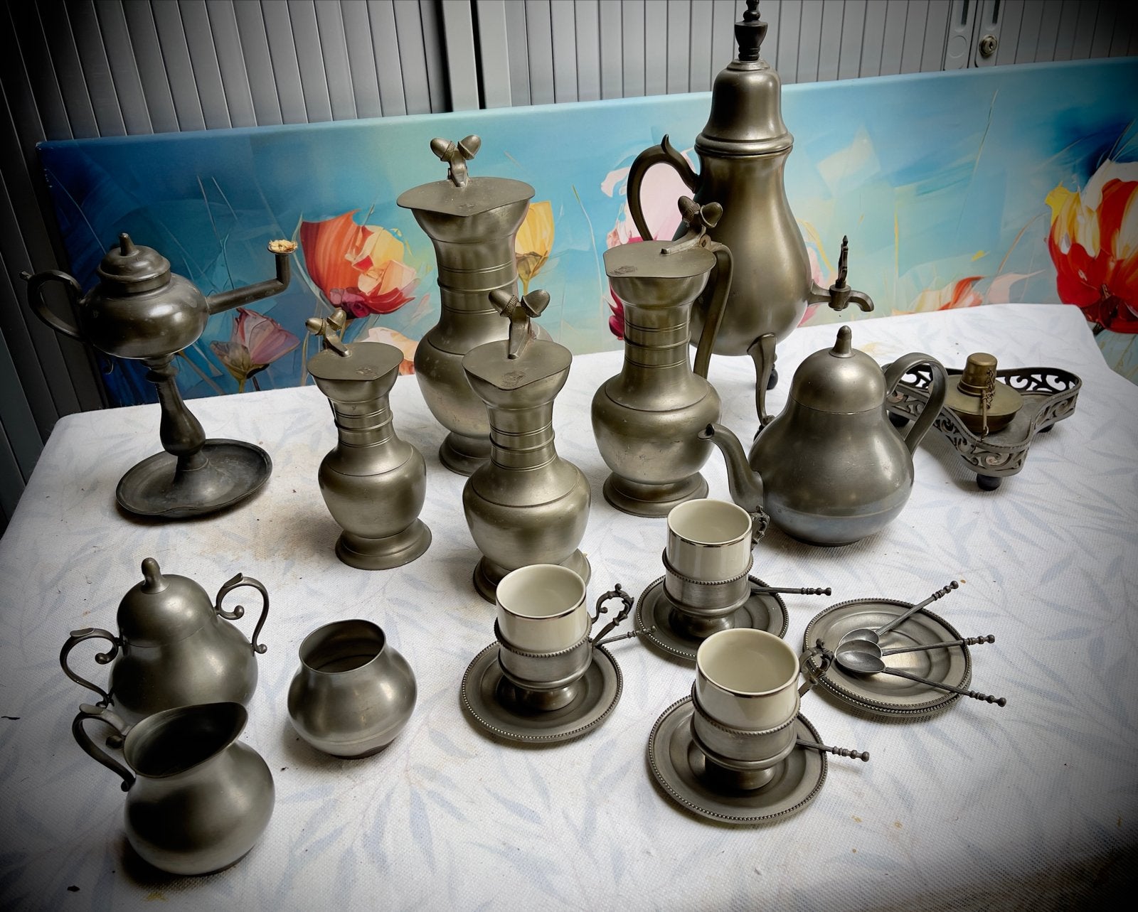 Collectie tinnen servies en decoratie, Antiek en Kunst, Ophalen of Verzenden