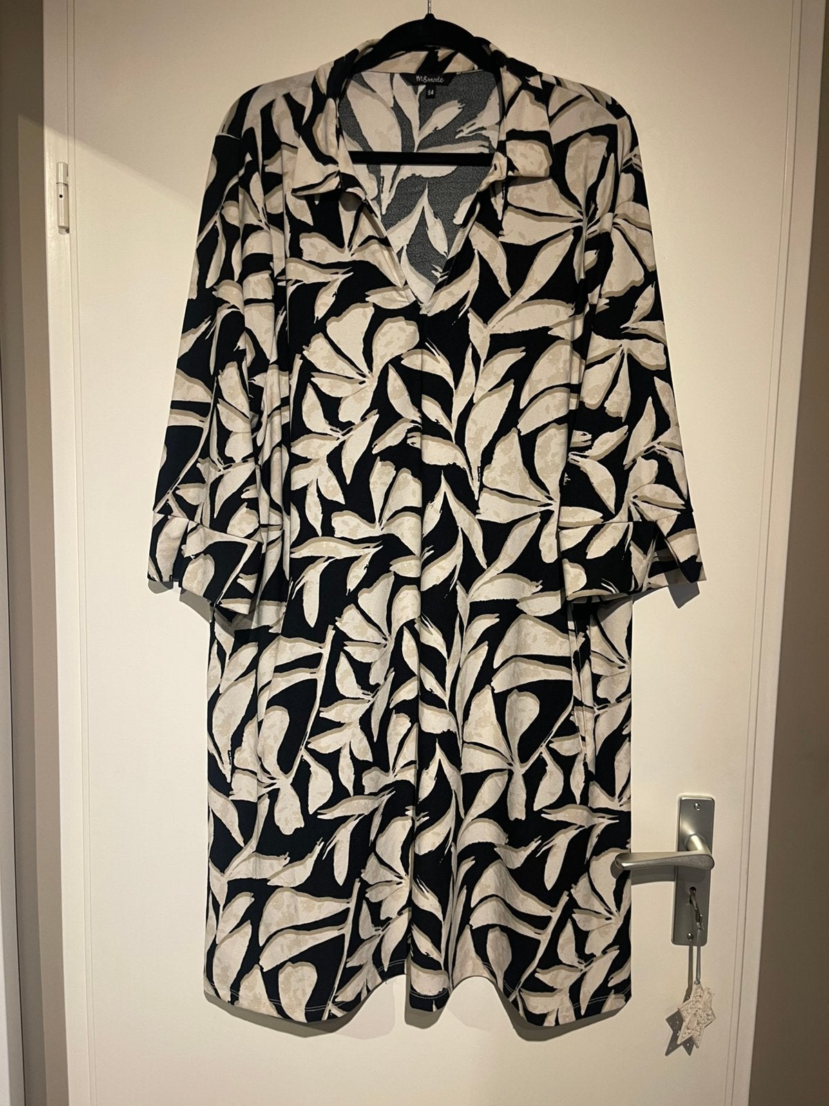 MS MODE fijne zwart witte stretch jurk / lamg tuniek maat 50, Ophalen of Verzenden, Zo goed als nieuw, Zwart, Jurk