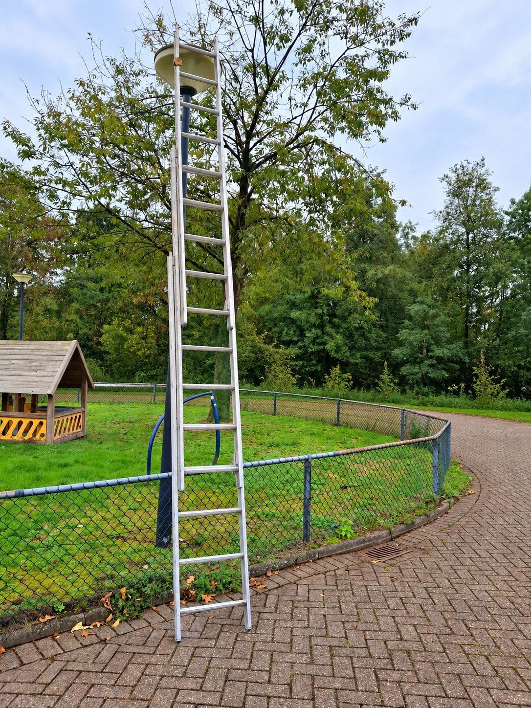 Excelsior 3 delig aluminium schuifladder 6,31m, Ophalen, Gebruikt, Ladder, Opvouwbaar of Inschuifbaar