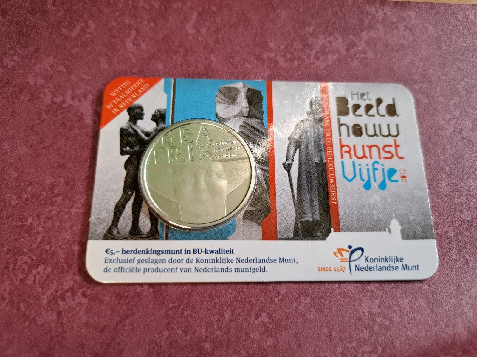 5 euro coincard Beeldhouwkunst Vijfje 2012 (BU Kwaliteit), Postzegels en Munten, Ophalen of Verzenden, Koningin Beatrix, Euro's