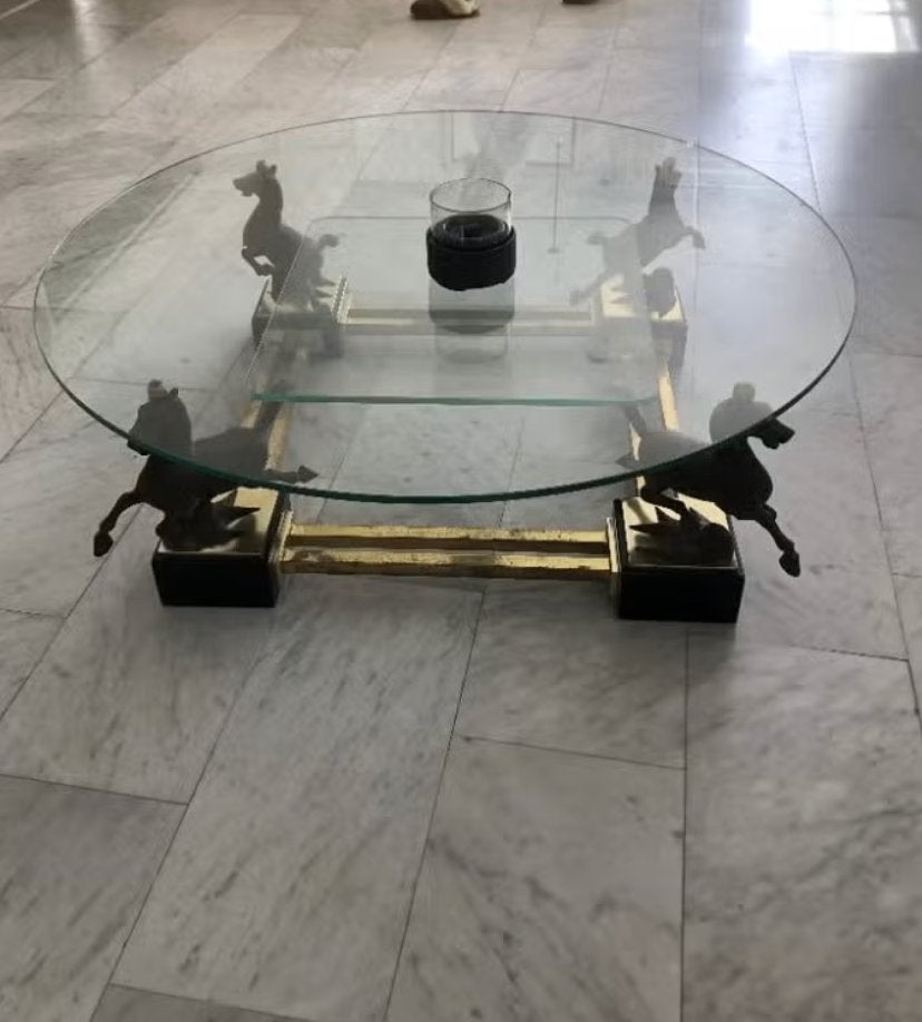 glazen tafel, Gebruikt, Klassiek, Rond, Ophalen of Verzenden