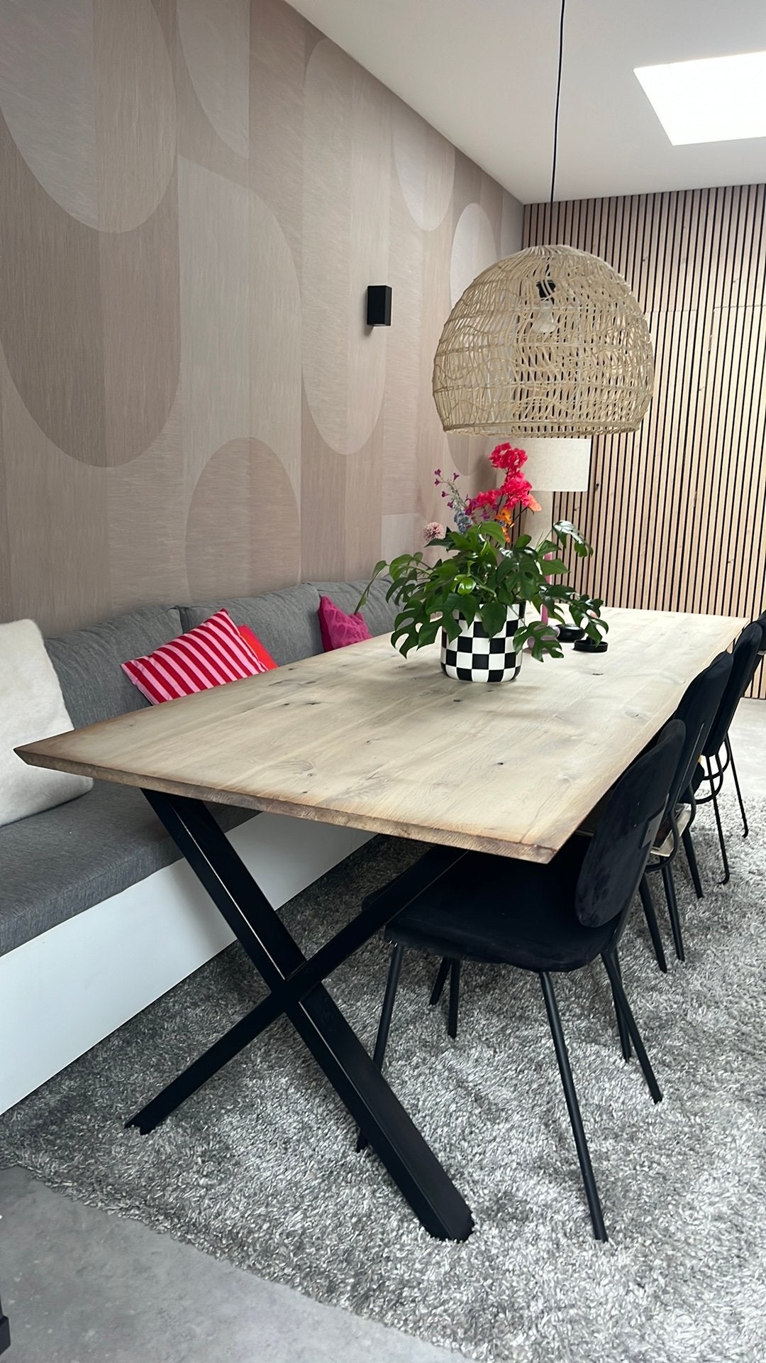 Massief eikenhouten tafel (260x96), Ophalen, 200 cm of meer, 50 tot 100 cm, Zo goed als nieuw