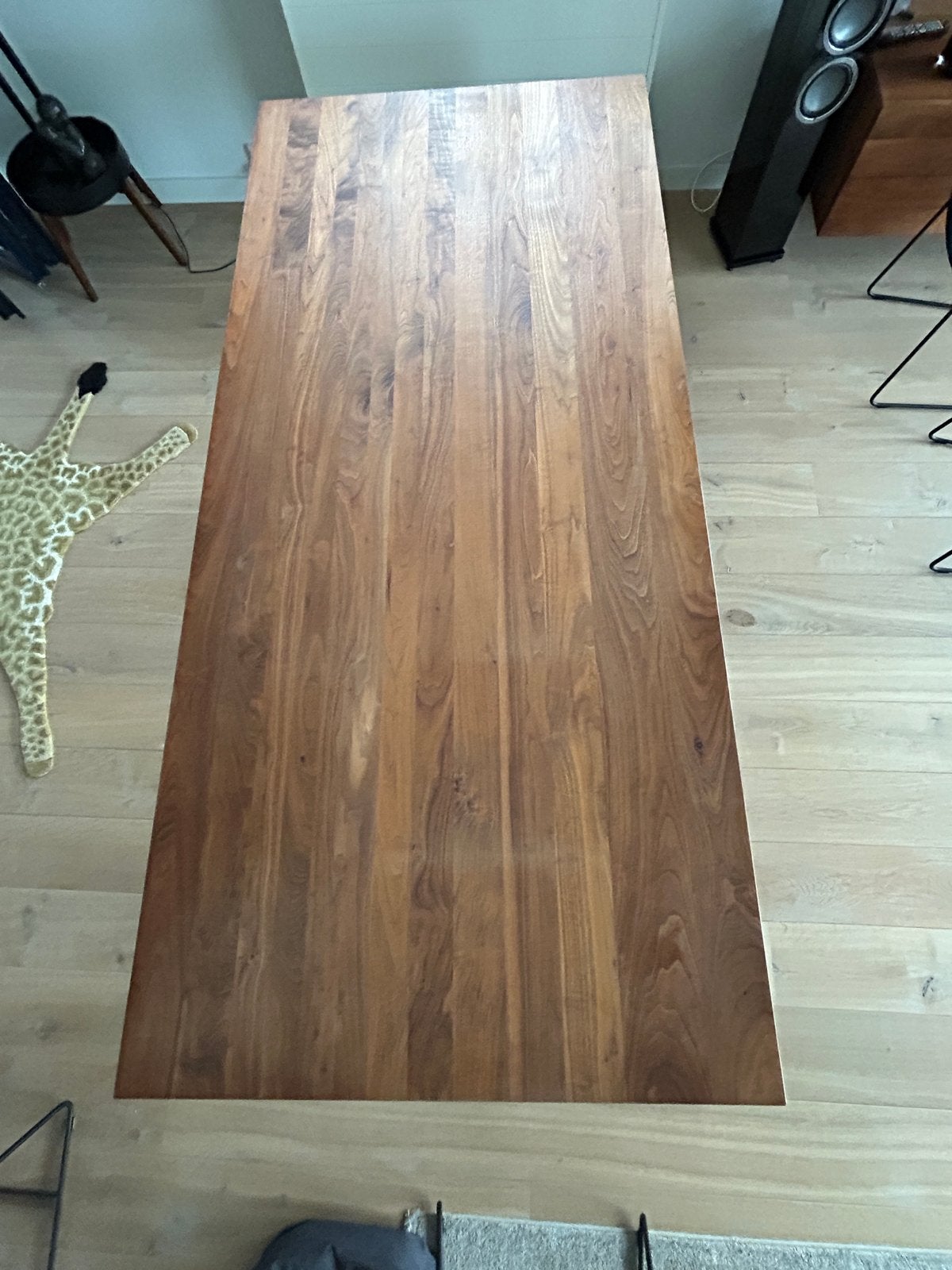Massief Notenhouten Eettafel met Zwarte Gepoedercoate Poten, Huis en Inrichting, Tafels | Eettafels, Ophalen, 100 tot 150 cm, 200 cm of meer