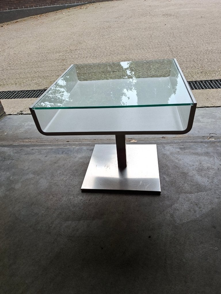 Bijzettafel, Huis en Inrichting, Gebruikt, Vierkant, 55 tot 75 cm, Glas
