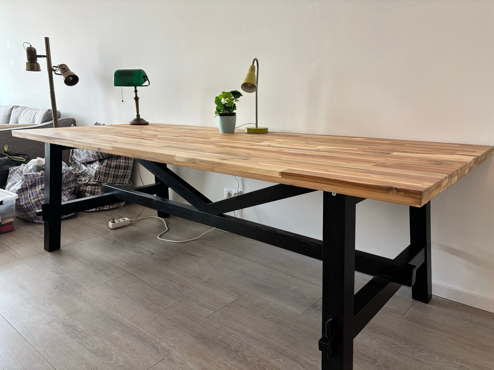 IKEA SKOGSTA eettafel 235x100cm, Ophalen, Gebruikt, 100 tot 150 cm, 200 cm of meer