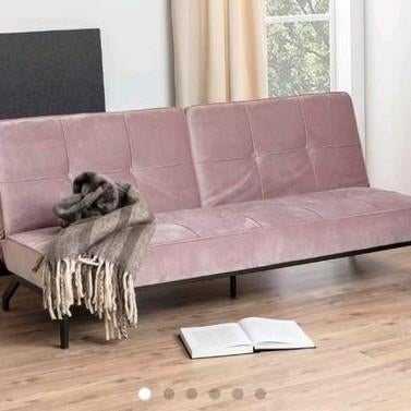 Roze velvet slaapbank, Huis en Inrichting, Slaapkamer | Slaapbanken, Ophalen, Zo goed als nieuw, Tweepersoons