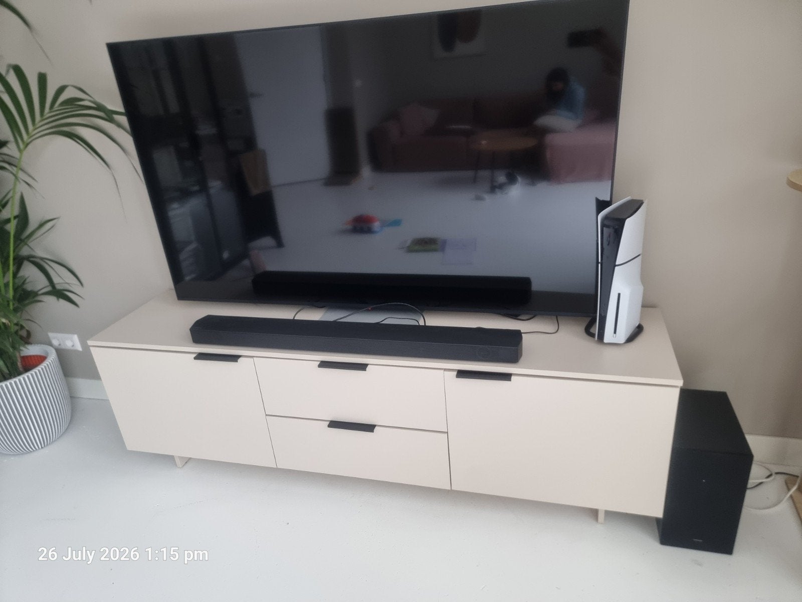 Zo goed als nieuw Meubella Ankara TV-meubel - Beige - 180 cm, Ophalen, Zo goed als nieuw, 25 tot 50 cm, 150 tot 200 cm