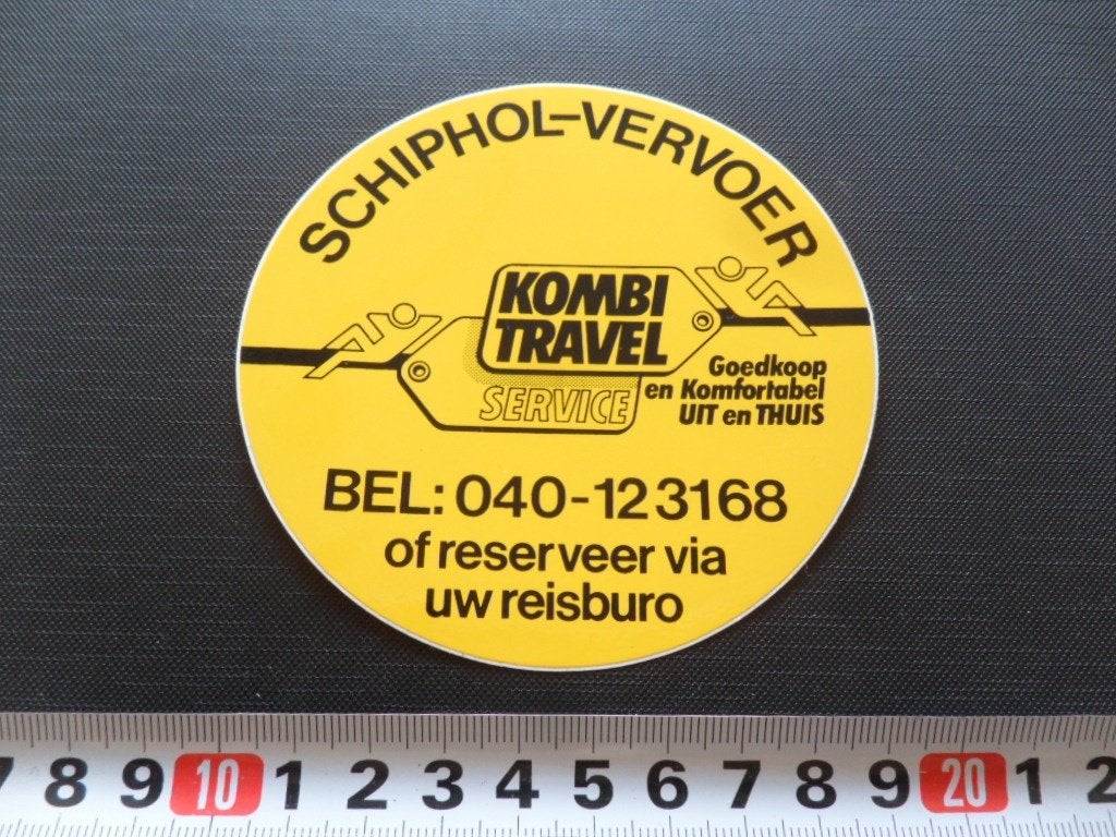 sticker EHV SCHIPHOL - VERVOER Kombi Travel service PG227*, Ophalen of Verzenden, Zo goed als nieuw