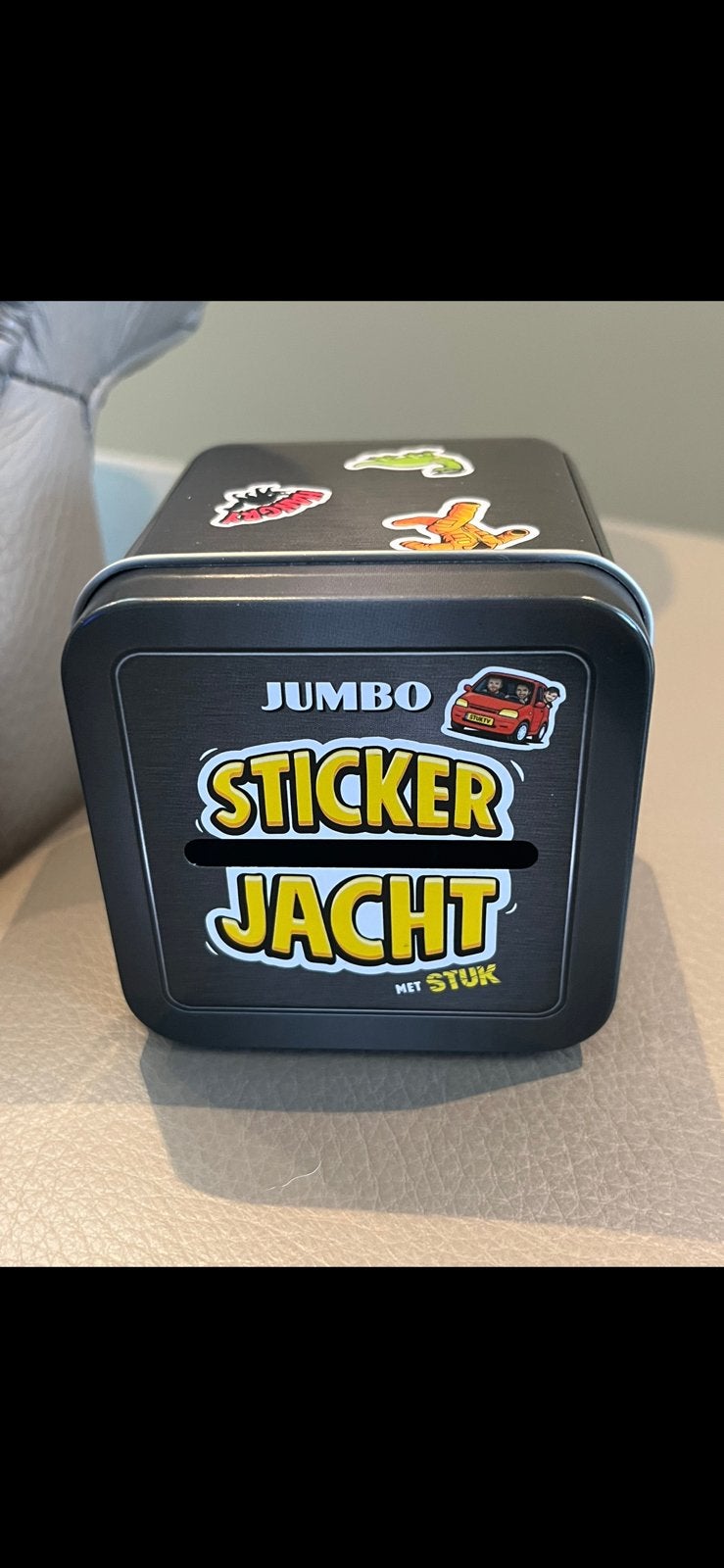 Stuk tv bewaar blik kluisje spaarpot Stickerjacht nieuw, Ophalen of Verzenden