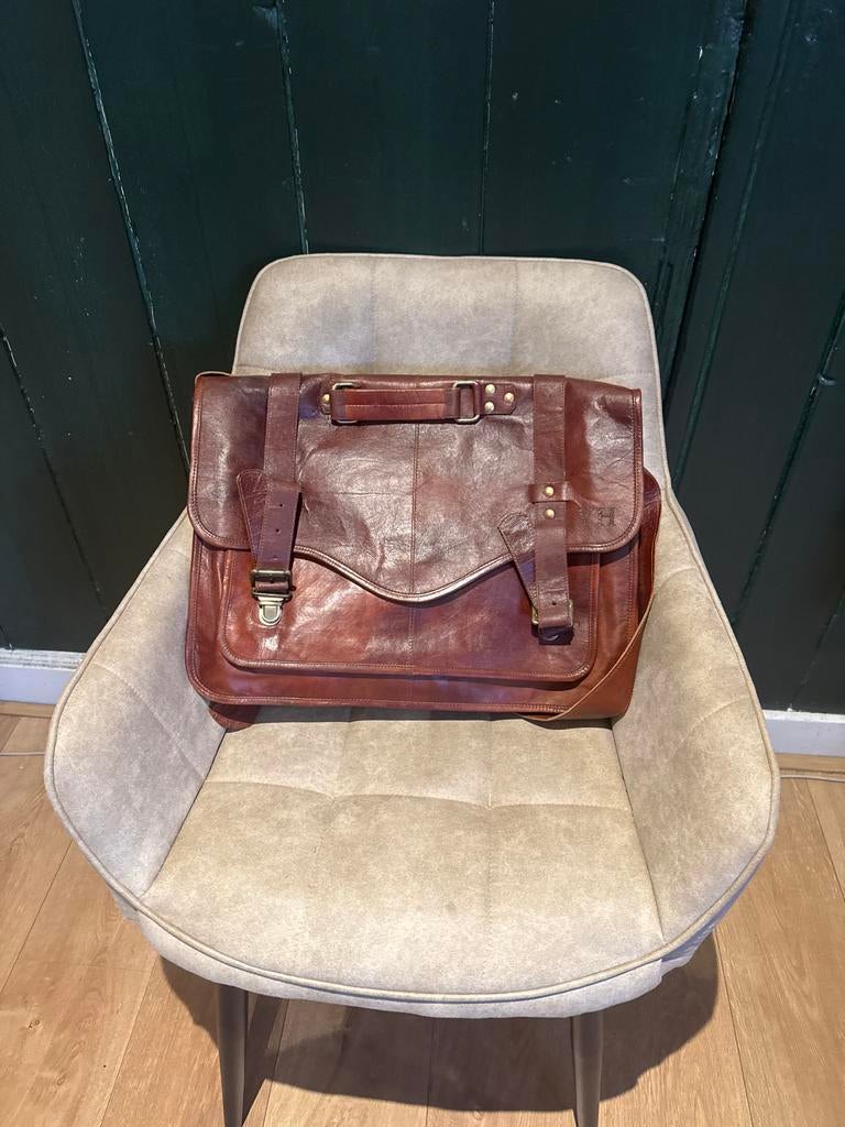 Handgemaakte Leren Messenger Bag - Laptoptas (NIEUW), Bruin, Nieuw, Leer, Ophalen