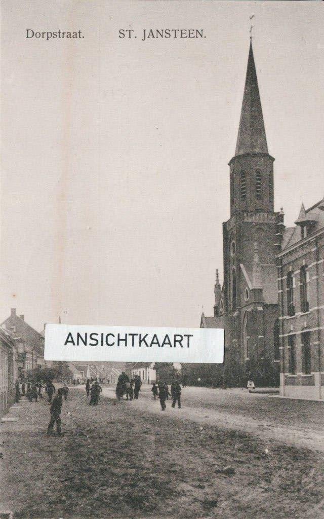 Ansichtkaart Sint Jansteen - Dorpstraat, Ophalen of Verzenden, Voor 1920, Gelopen, Zeeland