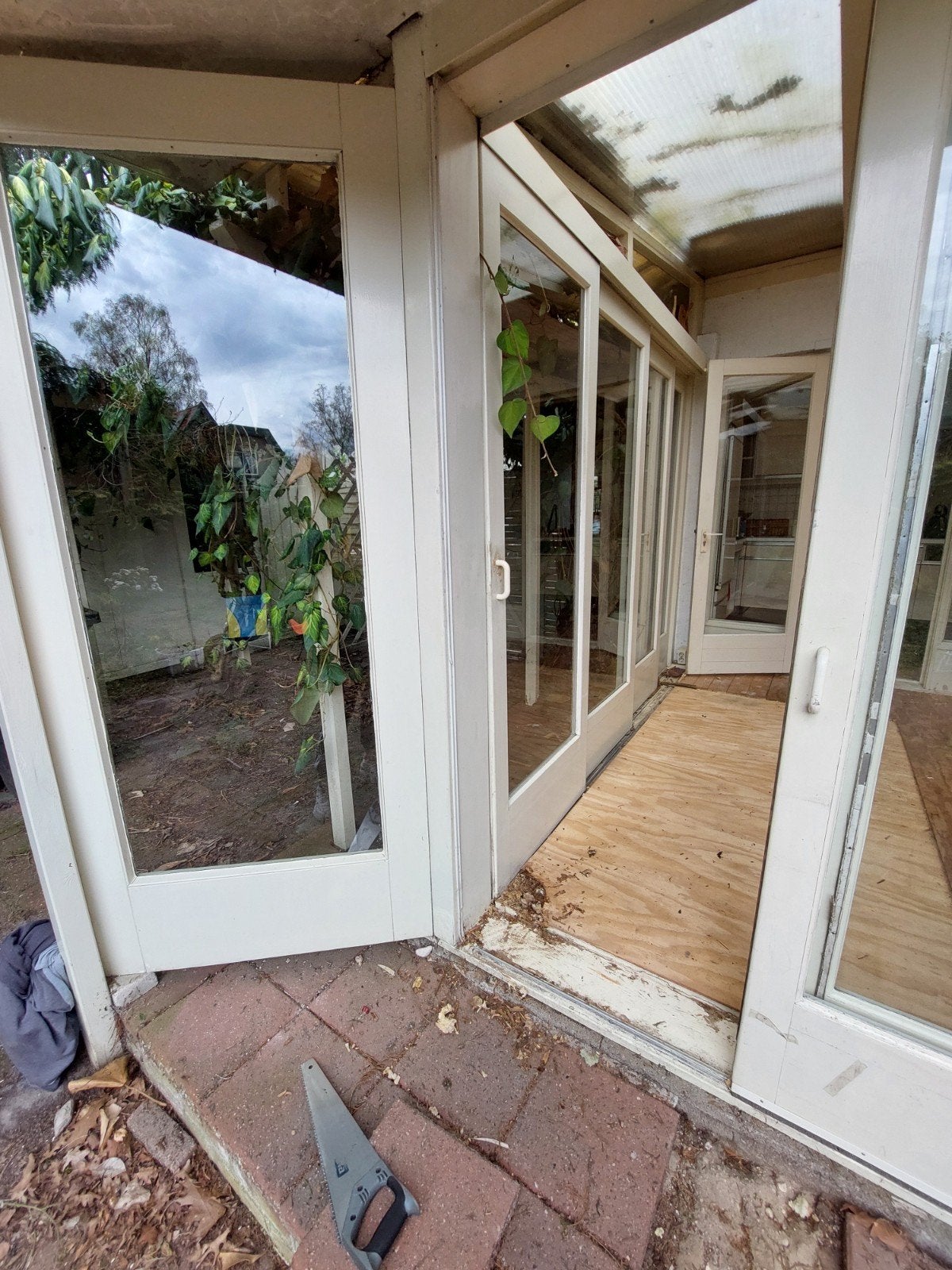 Gebruikte schuifdeuren met glas voor serre of aanbouw, Ophalen, Gebruikt, 120 cm of meer, Overige typen