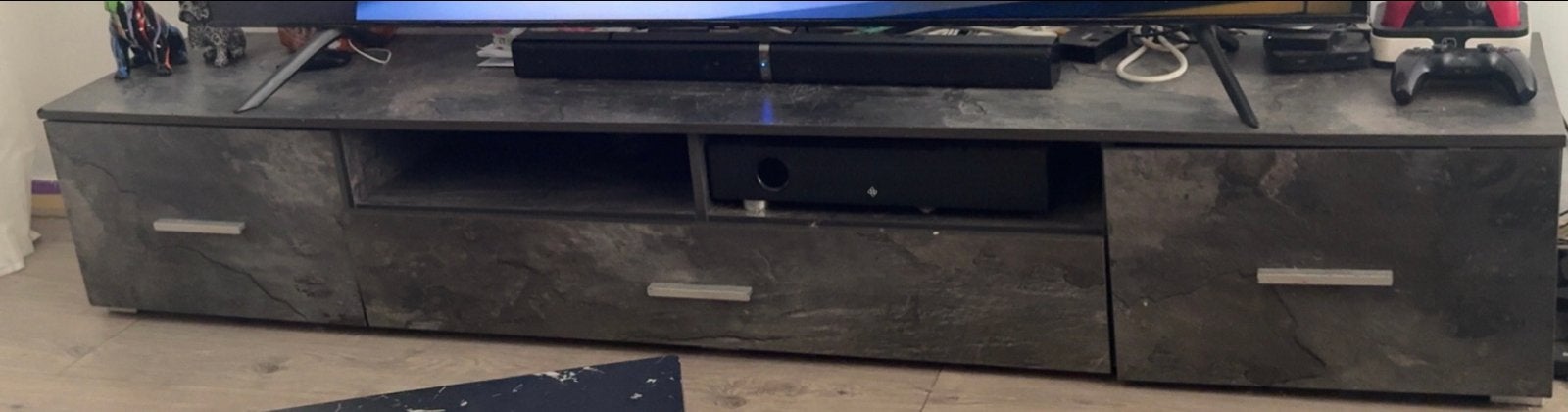 Modern TV-meubel met opbergruimte, Ophalen, Overige materialen, 150 tot 200 cm, Zo goed als nieuw
