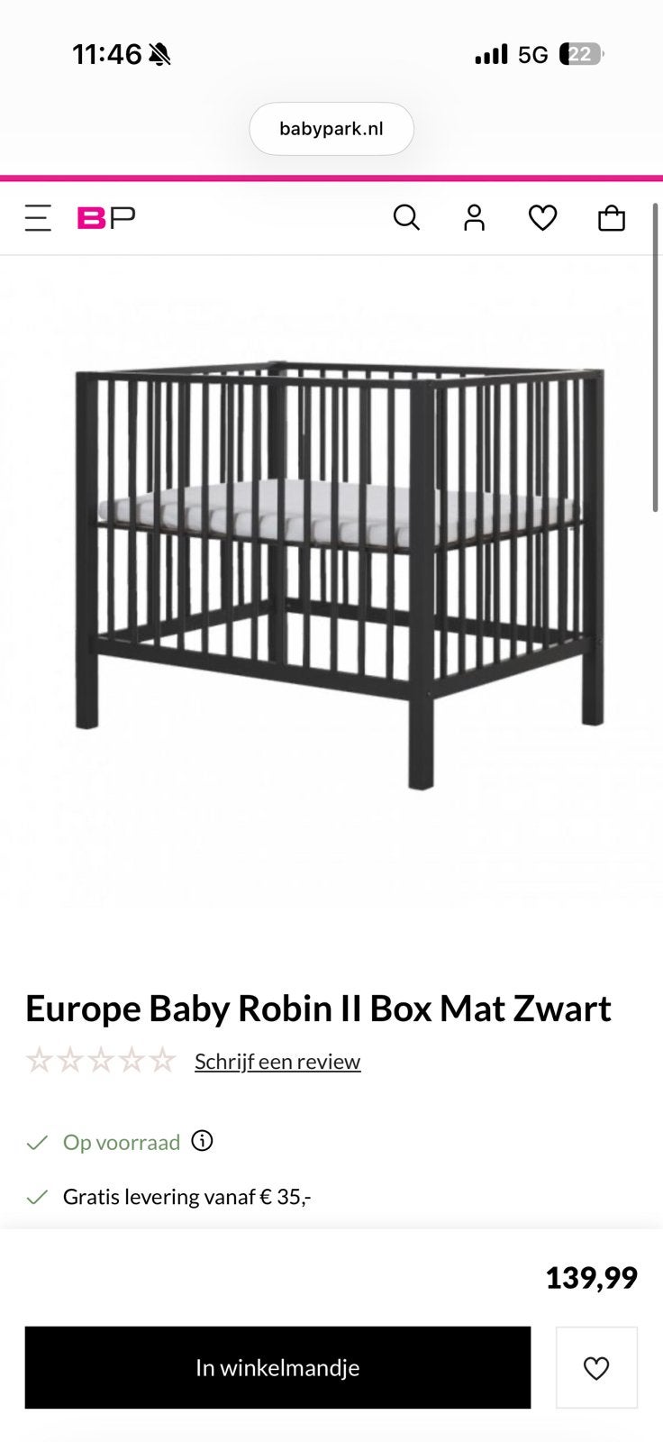 Europe Baby Box mat zwart, Ophalen, Zo goed als nieuw