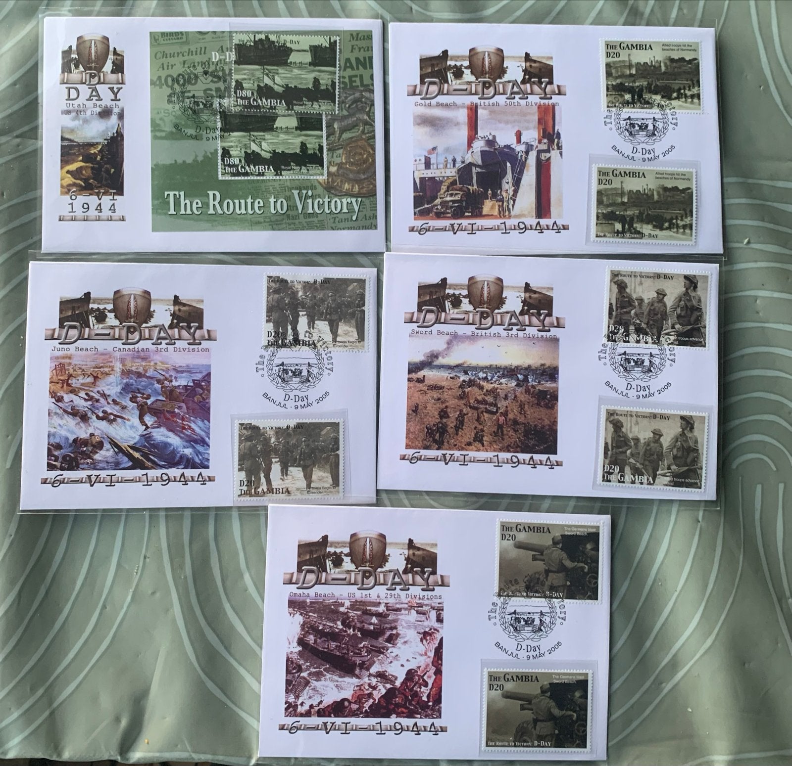 D-Day 'The Route to Victory' postzegelcollectie Gambia, Ophalen of Verzenden, Na 1940, Gestempeld